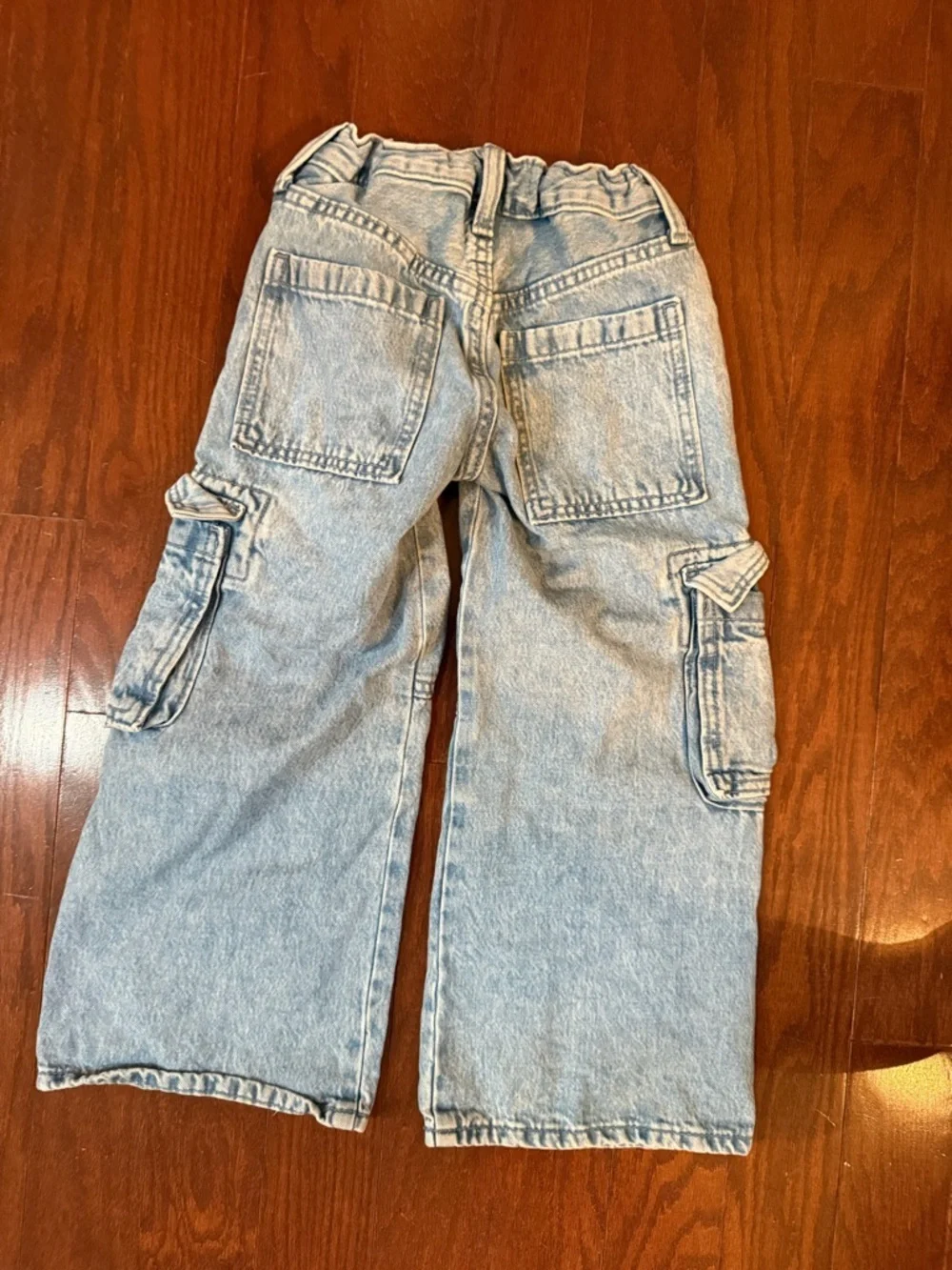 Old Navy Girls Baggy Jeans Built Tough High Rise Wide Leg Cargo Blue Denim 6